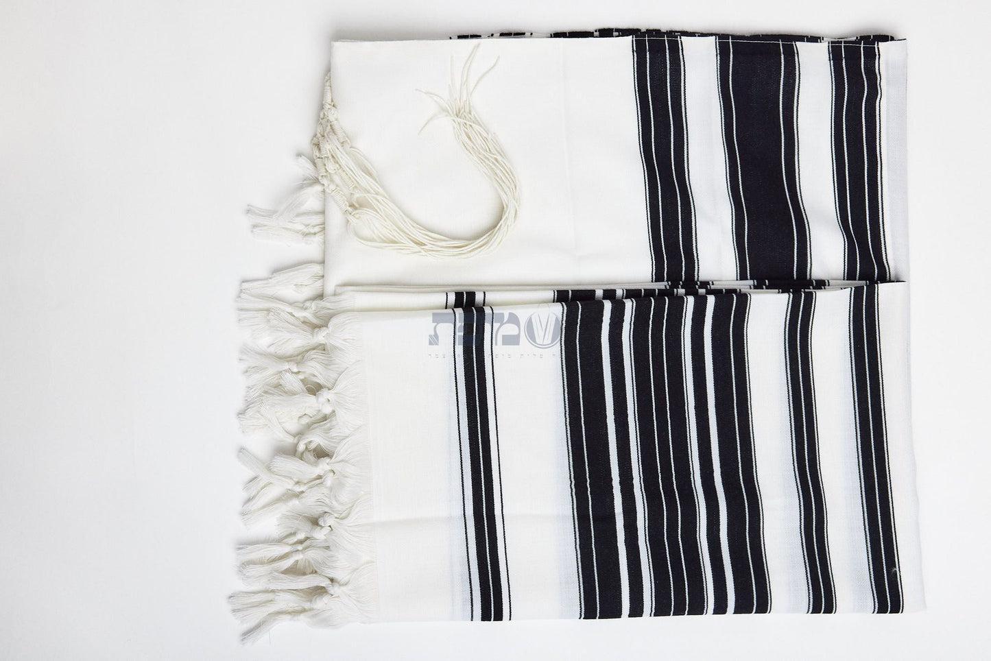 'The Rebbe Talis' Wool Chabad Thin Strings XL Silk Lining Black Stripes