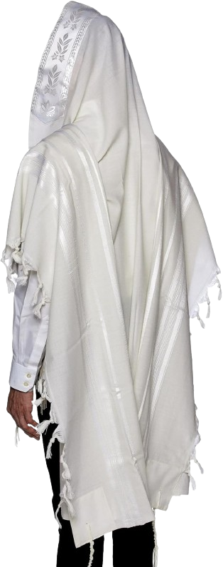 Talis Ashkenazi Wool Modim 1-Hole Thin Strings Ashkenazi Knot Silver Stripes
